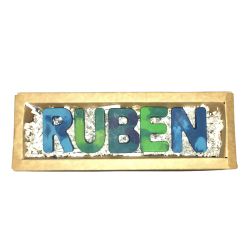 Personalized Name Kids Crayon Letters in Blue & Green Colors