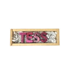 Personalized Name Kids Crayon Letters in Mixed Pink Colors