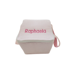 Children's Personalized Seersucker Snack Square in Pink with Name
