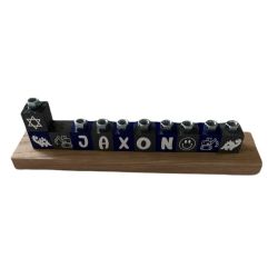 Personalized Children's Menorah in Black with Special Symbols