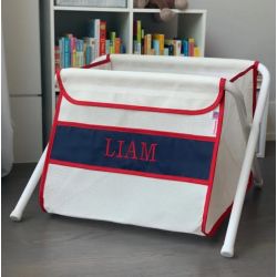 Personalized Mesh Toy Box in Red and Navy