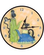 Whimsical Teapots Round Clock Personalized with Child's Name