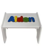 Personalized White Wooden Puzzle Stool with Your Choice of Multiple Designs 