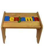 Personalized Natural Wooden Puzzle Stool with Your Choice of Multiple Designs