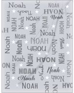 Names All Over Grey Baby Boy Minky Blanket With Stars
