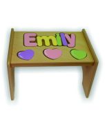 Personalized Heart Natural Wooden Puzzle Stool