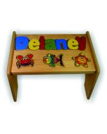 Personalized Ocean Sea Creatures Natural Wooden Puzzle Stool