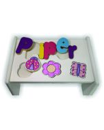 Personalized Garden White Wooden Puzzle Stool