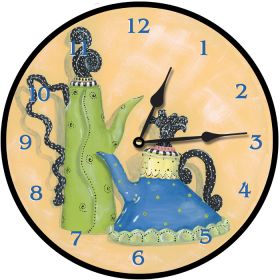 Whimsical Teapots Round Clock Personalized with Child's Name