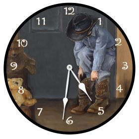 Cowboy Fun Round Clock Personalized with Child's Name