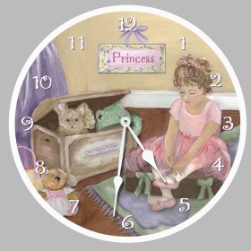 Pretty in Pink Pastel Round Clock Personalized with Child's Name
