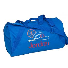 Children's Personalized Duffle Bag in Royal Navy Blue with Name & Sports