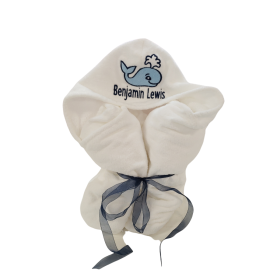 Personalized Whale Hooded Towel with Name & Multiple Design Options