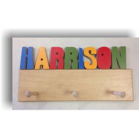 Personalized Natural Wooden Clothes Hangers with 3 Pegs