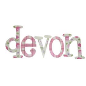Devon Pink and Flowers Hand Painted Wooden Wall Letters