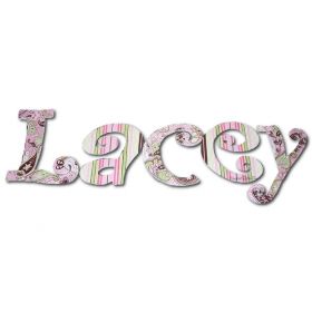Lacey Pink and Brown Paisley Hand Painted Wooden Wall Letters