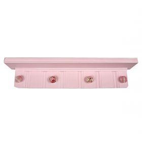 Pink Handpainted Beadboard Shelf with Knobs