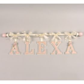 Spoiled Rotten Wooden Wall Letters in Pink with Gold Trim (priced with 3 letters)