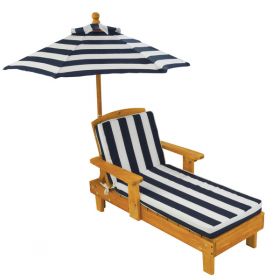 Kids Personalized Outdoor Chaise Lounge Chair with Blue Stripe Fabric