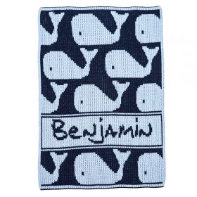 Many Whales Stroller Blanket with Name