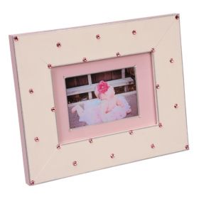 Hand Painted Picture Frame in Pink with Pink Swarovski Crystals