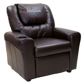 Kids Vinyl Recliner with Cupholder and Headrest Personalized in Multiple Colors