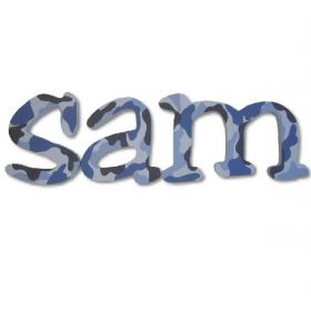 Sam Blue Camo Hand Painted Wooden Wall Letters