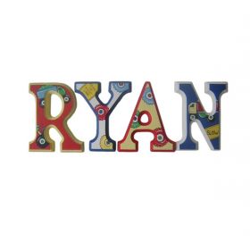 Ryan Construction Blocks Hand Painted Wooden Wall Letters
