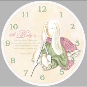 Baby Bunny Round Clock Personalized with Child's Name