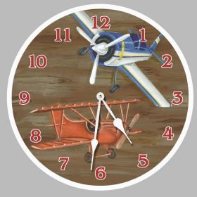 Airplanes Round Clock Personalized with Child's Name