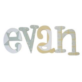 Evan Pale Green and Yellow Hand Painted Wooden Wall Letters