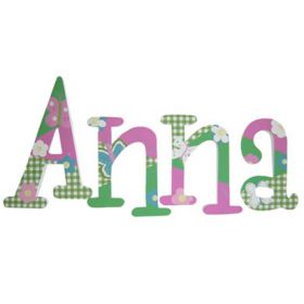 Anna Gingham Garden Hand Painted Wooden Wall Letters
