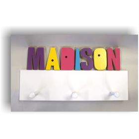 Personalized White Wooden Clothes Hangers with 3 Pegs