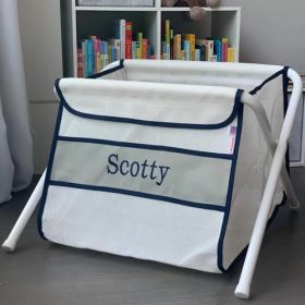 Personalized Mesh Toy Box in Gray and Navy