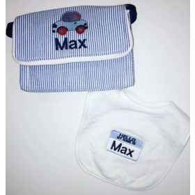 Personalized Lunch Bag and Bib Set with Name & Design