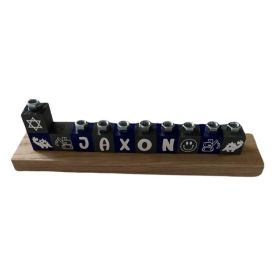 Personalized Children's Menorah in Black with Special Symbols