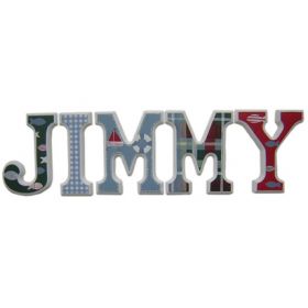 Jimmy Nautical and Plaid Hand Painted Wooden Wall Letters