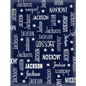 Names All Over Navy Baby Boy Minky Blanket With Stars