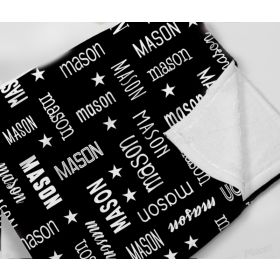 Names All Over Black Baby Boy Minky Blanket With Stars