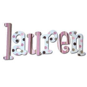 Lauren Chocolate Dots Hand Painted Wooden Wall Letters