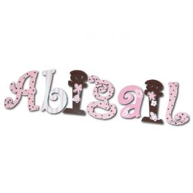 Abisail Pink and Brown Hand Painted Wooden Wall Letters