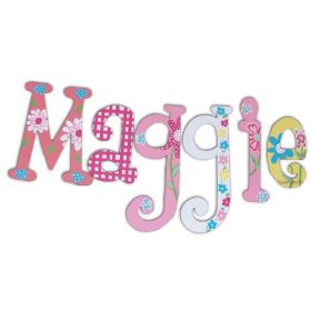 Maggie Pink Daisy Hand Painted Wooden Wall Letters