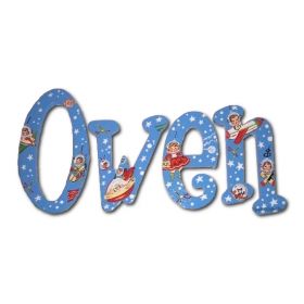 Owen Retro Space Hand Painted Wooden Wall Letters