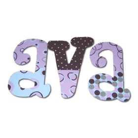 Ava Purple Pink Dots Hand Painted Wooden Wall Letters
