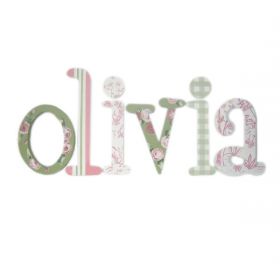 Olivia Flower and Toile Hand Painted Wooden Wall Letters