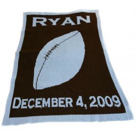 Football Blanket with Name and Birth Date