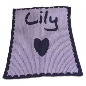 Single Heart and Scalloped Edge Blanket with Name