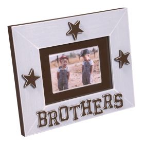 Light Blue Handpainted Brothers Wooden Picture Frame with Stars