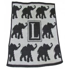 Walking Elephant Blanket with Initial