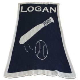 Baseball Bat Stroller Blanket with Name